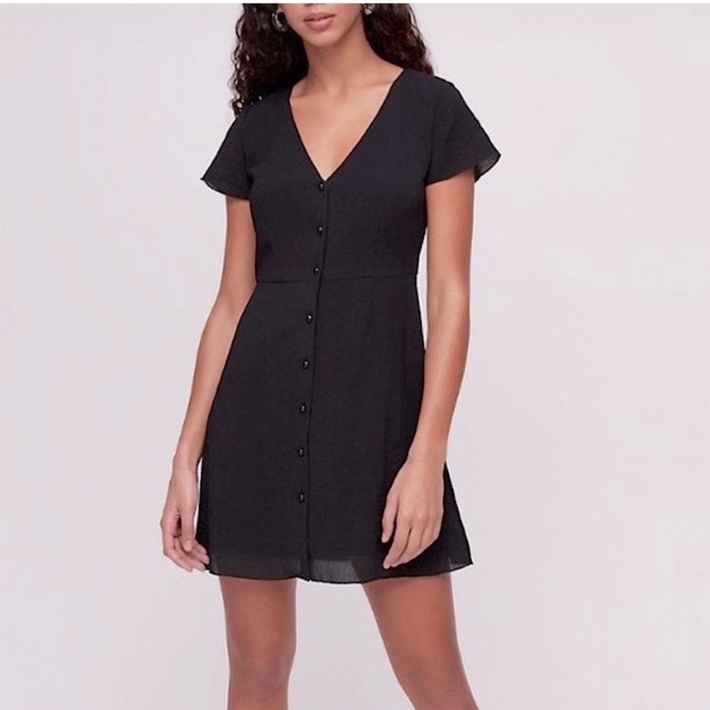 Aritzia Wilfred Nazaire Button Down Flutter Sleeve V-Neck Crepe Flirty Dress 10